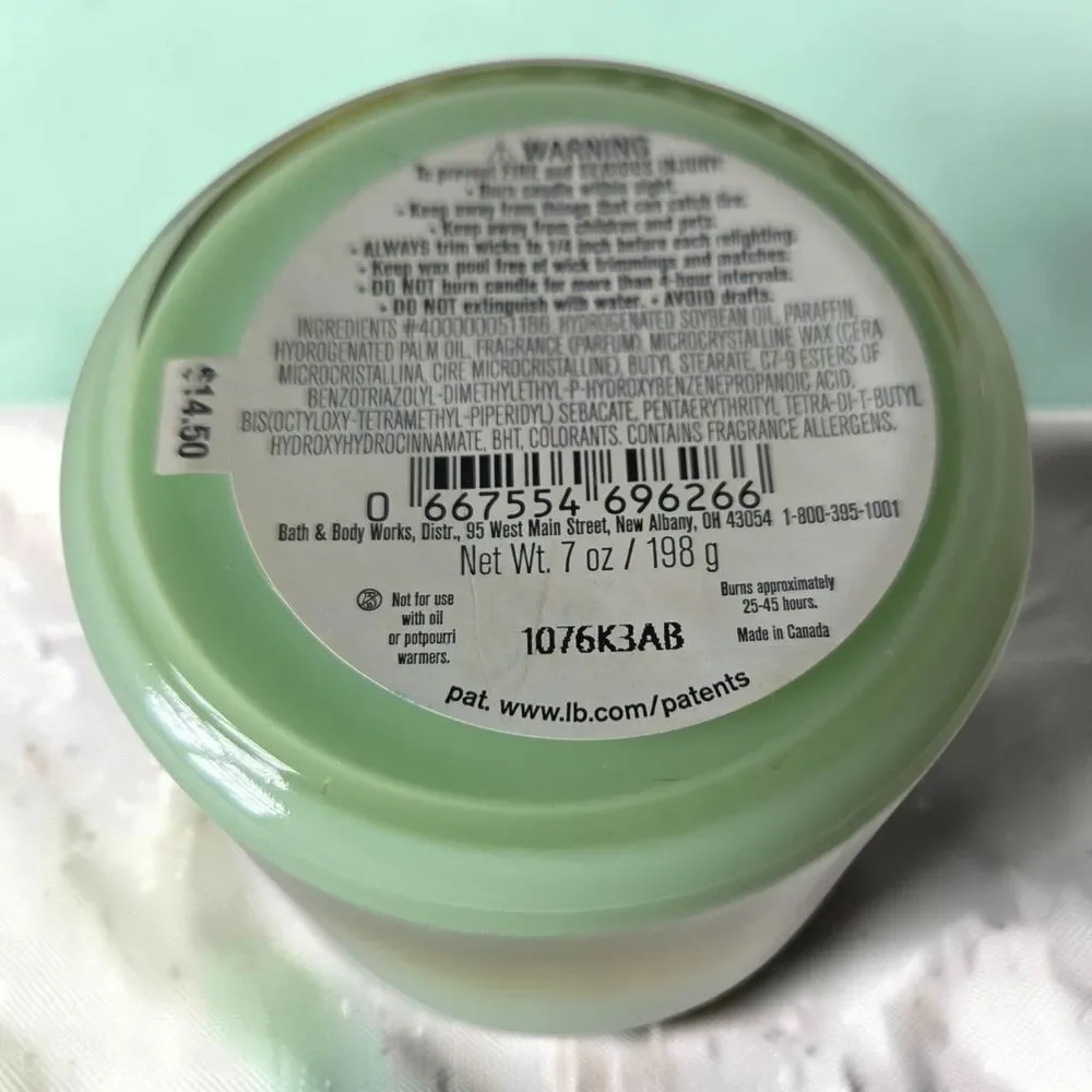 Bath & Body Works Lemon Mint Leaf 7 oz Single Wick Candle New